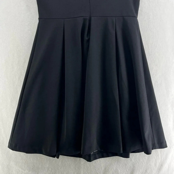 Nine West Dress 4 Black Fit & Flare Short Criss Cross Strap Braided Trim Pleated - Picture 7 of 13